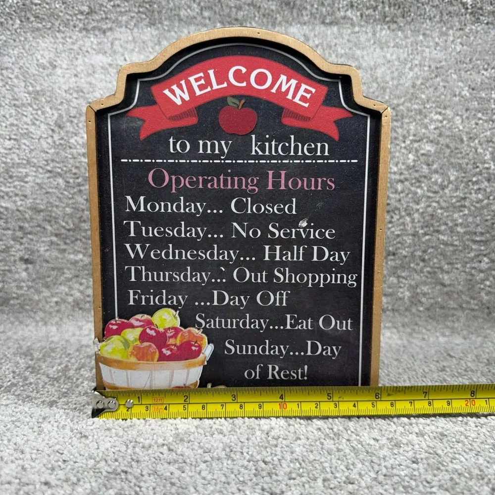 Ashland Kitchen Operating Hours Sign Black Chalkboard Style Shelf Decor - Picture 9 of 13